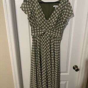 dressbarn Olive Polka Dot Dress